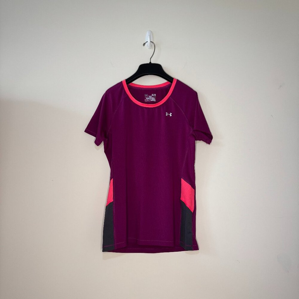 Under Armour Burgundy HeatGear Fitted Short-Sleeved Top Size SM/P/P